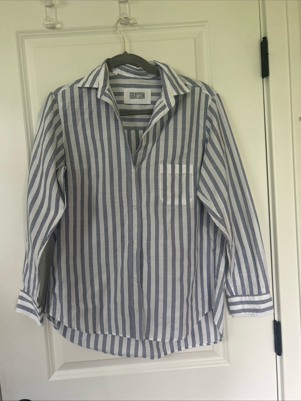 GRAYSON by Frank & Eileen sz 2 S THE HERO Button Up Shirt Cotton  poplin Stripe